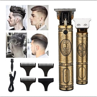 Máquina De Cortar Cabelo Profissional Dragão Acabamento Sem Fio Cabelo Barba Pezinho Personalizada Com Limitador de Lamina Ajustável Recarregável 4 Pentes Óleo Escovinha