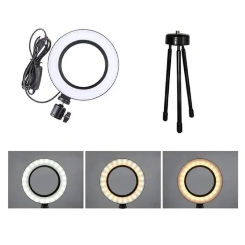 Ring light com tripé de mesa led 6 polegadas profissional