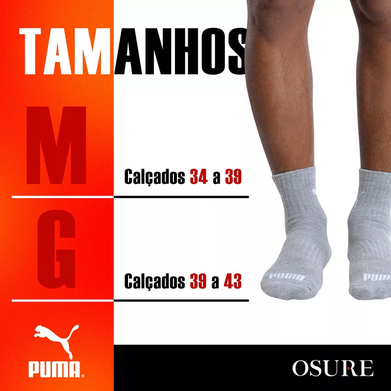 Kit 6 Pares Meias Puma Cano Médio Masculino Adulto Original